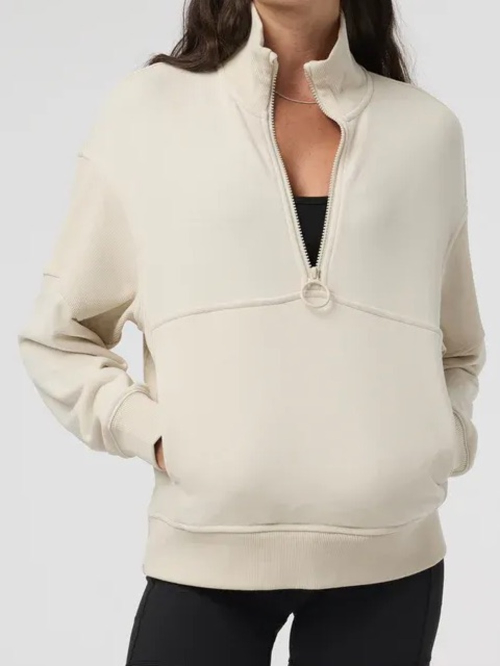 Vuori Sedona Rib Half Zip Bone Ivory Cream Women's Small